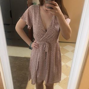 Pink Floral Tie-Front High-Low Dress